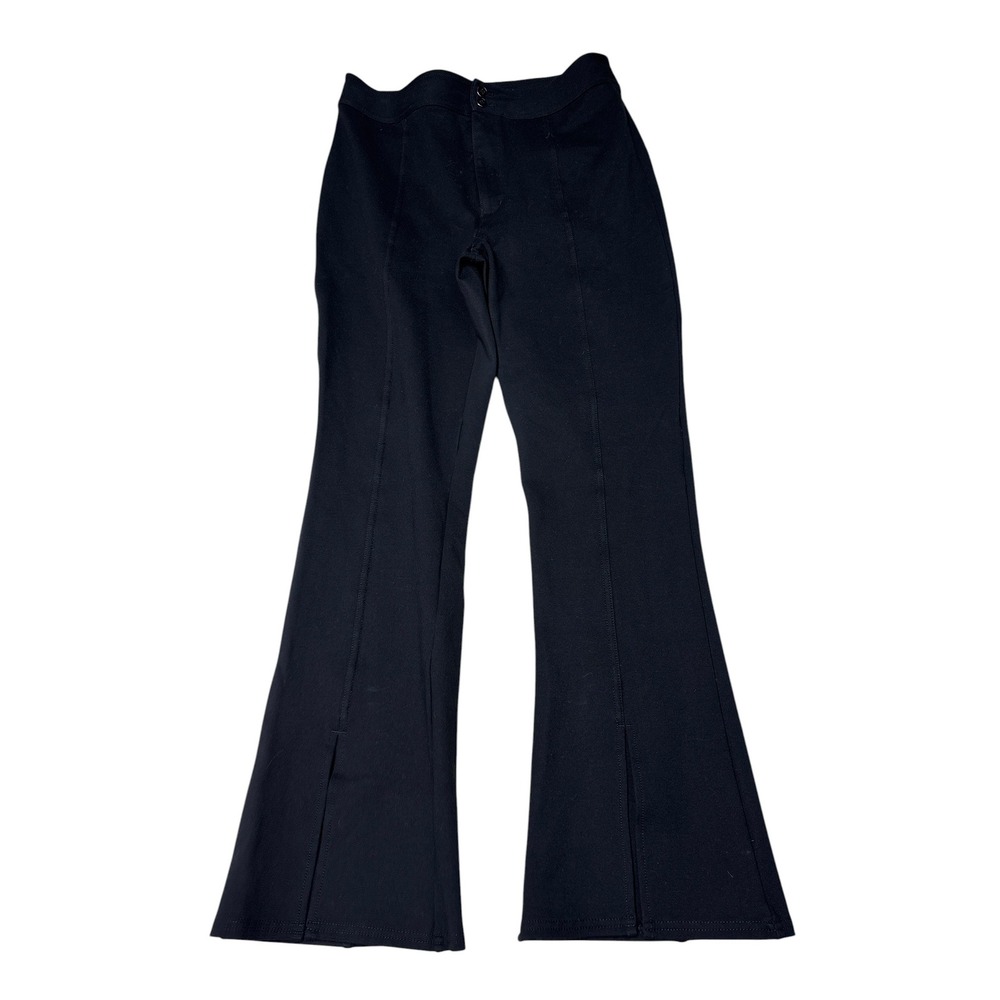 Maeve Anthropologie Black Flare Front Slit Seam Ponte Pants Womens 10 W32 L30